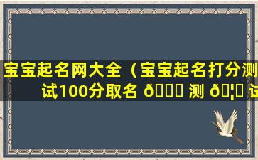 宝宝起名网大全（宝宝起名打分测试100分取名 🐎 测 🦟 试）